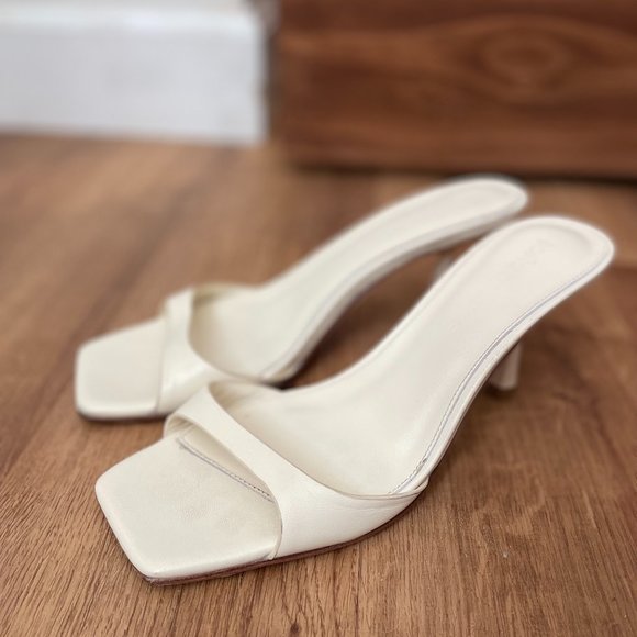 Style Bijou Leather Mule Sandal Heels 